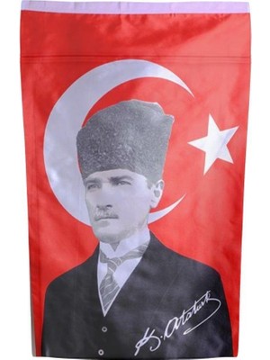 Oysal Bayrak K.atatürk Imzalı Türk Bayrağı Saten Kumaş Dijital Baskı 150 x 225