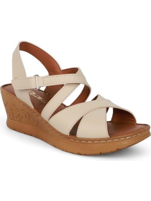 Konfores 2026-492075 Tam Anatomik Tabanlı Kadın Sandalet - NKT02026-BEJ-39