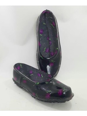 Ak Plastik Arısan Galoş Mor Desenli Günlük Bayan Lastik Mest Ayakkabı
