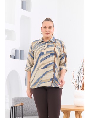 Büyük Beden Desenli Vizon Bluz