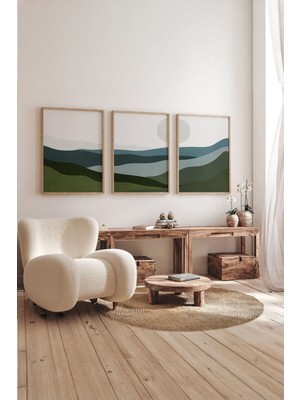 Artavessa Gerçek Ahşap Çerçeveli 3 Parça 3D Poster Tablo Seti