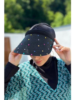 Remsa Mayo Remsa Taşlı Vizör Hasır Şapka Güneş Koruyucu Siperlik RŞ-100 Siyah