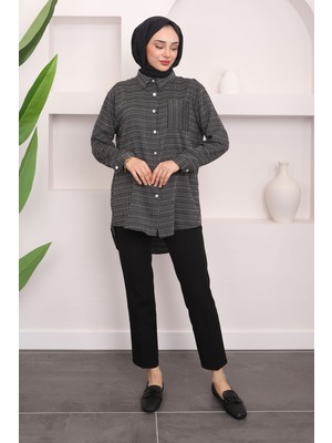 Siyah Cepli Çizgili Gömlek