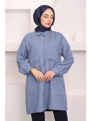 İmaj Butik Indigo Kolyeli Cepli Tunik