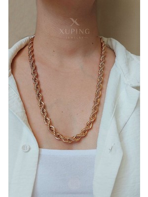 Xuping Jewelry Xuping Xxl Halat Zincir Kolye 60 cm 14 Ayar Altın Kaplama Rose Renk