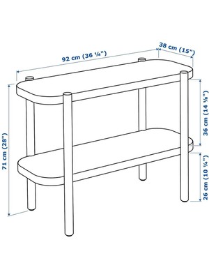 IKEA Lısterby Konsol Sehpa, Koyu Kahve 92X38X71 cm Meridyendukkan