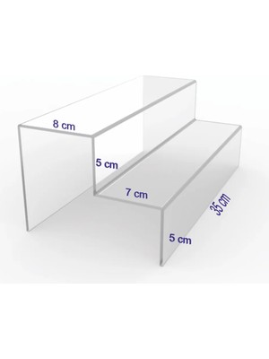 Nisba Ticaret Pleksi Stand 3 mm Pleksi Şeffaf Merdiven Sergileme Standı (2 Basamak En 40 Cm) Akrilik