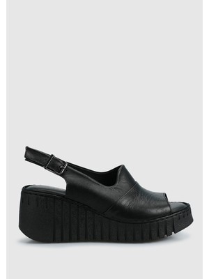 Eclipse Siyah Deri Kadın Konfor Sandalet