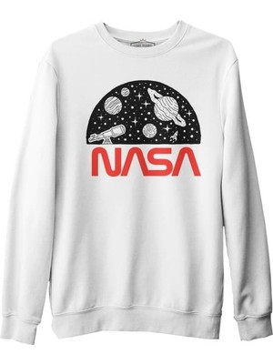 Lord T-Shirt Uzay - Nasa Teleskop Beyaz Erkek Kalın Sweatshirt