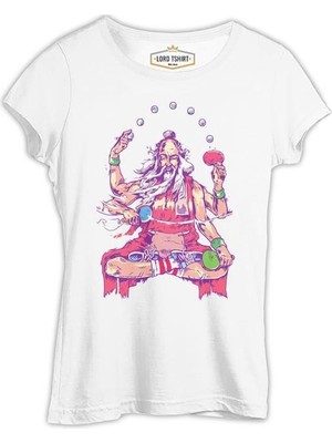 Lord T-Shirt Masa Tenisi - Yoga Ping Pong Beyaz Kadın Tshirt