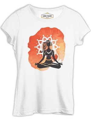 Lord T-Shirt Yoga - Sukhasana Beyaz Kadın Tshirt