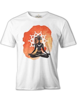 Lord T-Shirt Yoga - Sukhasana Beyaz Erkek Tshirt
