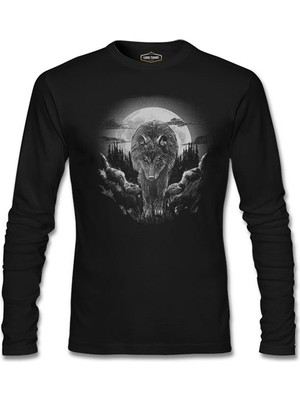 Lord T-Shirt Wolf Walking In The Moonlight Siyah Erkek Sweatshirt