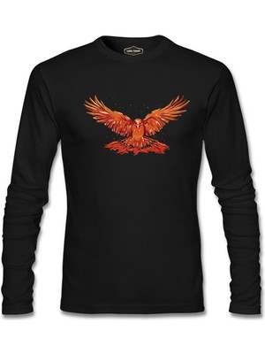 Lord T-Shirt Flying Phoenix Bird  Siyah Erkek Sweatshirt