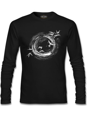 Lord T-Shirt Black Hole Birds Flying Around Siyah Erkek Sweatshirt