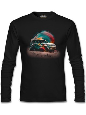 Lord T-Shirt Offroad Car With Colorful Dust Background Siyah Erkek Sweatshirt