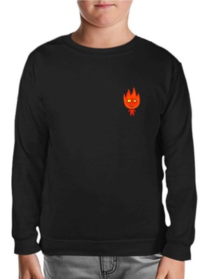 Lord T-Shirt Ateş ve Su - Ateş Çocuk Siyah Çocuk Sweatshirt