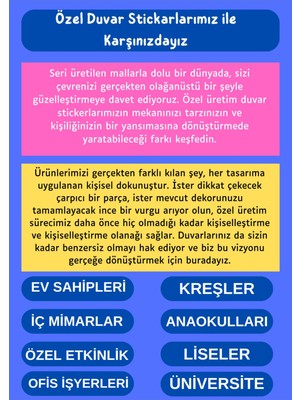 Jeronkarji Kişiye Özel Öğretmen Adı Sınıf Dekoratif Duvar Sticker Çıkartması Mutfak Ofis Yatak Odası