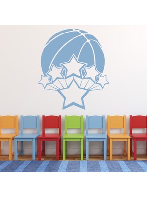 Jeronkarji Basketbol Topu Yıldız Spor Dekoratif Duvar Sticker Çıkartma Spor Salonu Çocuk Odası