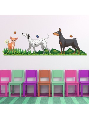 Jeronkarji Köpek Arkadaşlar Dalmaçyalı Chiwawa Dekoratif Duvar Sticker Çıkartma Bebek Çocuk Odası