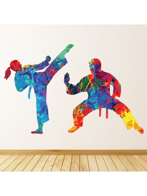 Jeronkarji Karate Savaş Dövüş Sanatları Dekoratif Duvar Sticker Çıkartma Spor Salonu Çocuk Odası