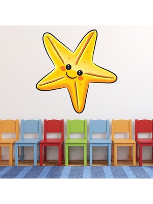Jeronkarji Sarı Deniz Yıldızı Dekoratif Duvar Sticker Çıkartma Yatak Çocuk Odası