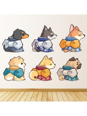 Jeronkarji Kimono Köpekler Dekoratif Duvar Sticker Çıkartması Bobblejot Yatak Çocuk Odası