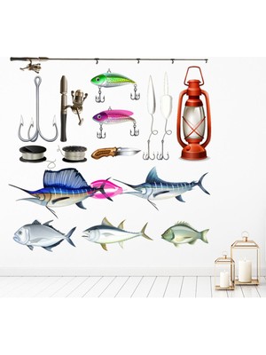 Jeronkarji Balık Tutma Ekipmanları Balıkçı Dekoratif Duvar Sticker Çıkartma Spor Salonu Çocuk Odası