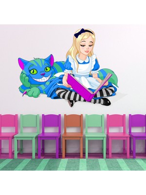 Jeronkarji Alice Harikalar Diyarında Cheshire Kedisi Dekoratif Duvar Sticker Çıkartma Bebek Çocuk Odası
