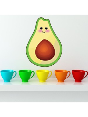 Jeronkarji Mutlu Avokado Meyve Yemeği Dekoratif Duvar Sticker Çıkartma Ofis Oturma Odası