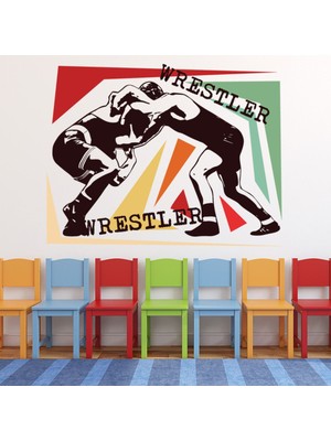 Jeronkarji Güreşçiler Dövüş Maçı Dekoratif Duvar Sticker Çıkartma Spor Salonu Çocuk Odası