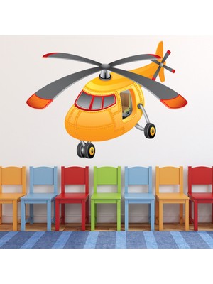 Jeronkarji Sarı Helikopter Dekoratif Duvar Sticker Çıkartma Bebek Çocuk Odası