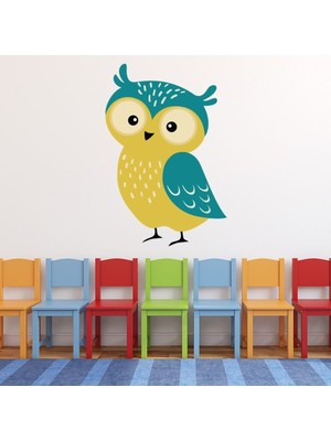 Jeronkarji Yeşil Baykuş Kreş Dekoratif Duvar Sticker Çıkartma Yatak Çocuk Odası