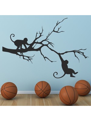 Jeronkarji Maymun Ağacı Dekoratif Duvar Sticker Çıkartma Bebek Çocuk Odası