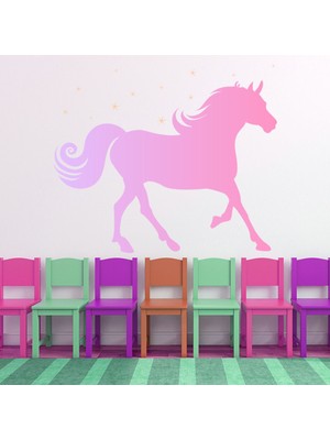 Jeronkarji Pembe At Dekoratif Duvar Sticker Çıkartma Bebek Çocuk Odası