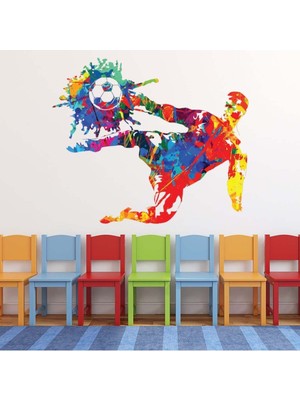 Jeronkarji Boya Sıçrama Futbol Kalesi Dekoratif Duvar Sticker Çıkartma Mutfak Ofis Yatak Odası