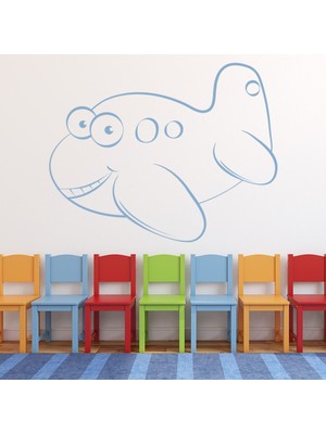 Jeronkarji Karikatür Uçak Kreş Dekoratif Duvar Sticker Çıkartma Bebek Çocuk Odası
