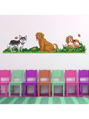 Jeronkarji Köpek Arkadaşlar Labrador Husky Dekoratif Duvar Sticker Çıkartması Bebek Çocuk Odası