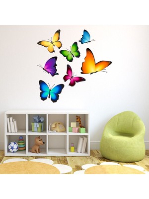 Jeronkarji Kelebek Koleksiyonu Renkli Dekoratif Duvar Çıkartma Seti Yatak Çocuk Odası