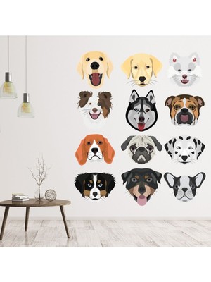 Jeronkarji Köpek Irkları Dekoratif Duvar Çıkartma Seti Yatak Çocuk Odası