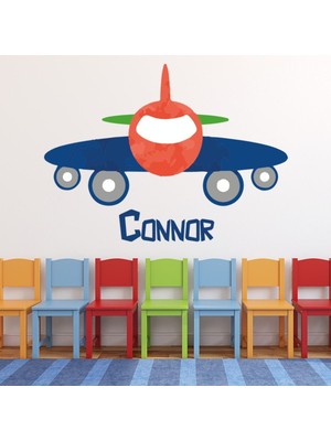 Jeronkarji Kişiye Özel Isimli Uçak Dekoratif Duvar Sticker Çıkartması Bebek Çocuk Odası