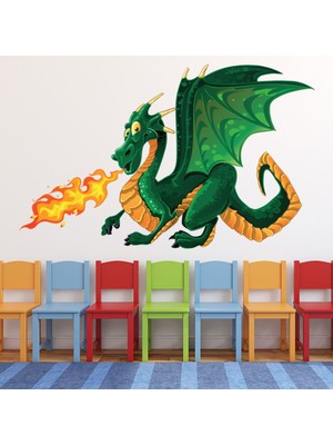 Jeronkarji Yeşil Ejderha Canavar Çocuklar Dekoratif Duvar Sticker Çıkartma Bebek Çocuk Odası