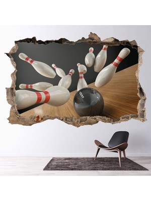 Jeronkarji Bowling Pimleri 3D Delik Dekoratif Duvar Sticker Çıkartması Bebek Çocuk Odası