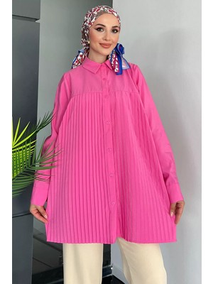 Julude Pembe Önü Pileli Kadın Tesettür Gömlek P-00011153