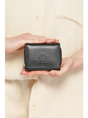 Julude Siyah Kartlık ve Bozuk Para Bölmeli Kullanışlı Kadın Cüzdan P-00011443