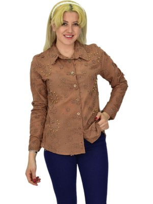 Hisset Kadın Brodeli Taşlı Bluz Bgl-St03720