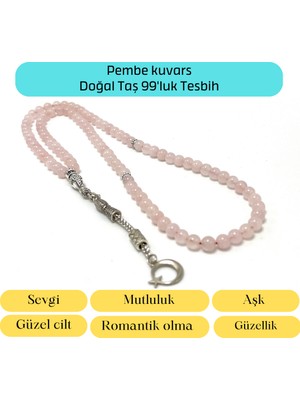 Yıldız Doğal Taş Sertifikalı Pembe Kuvars 6mm 99LUK Doğal Taş Tesbih