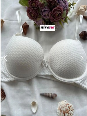 Nivene Çift Destekli Double Ultra Destekli Push Up Sütyen Çift Dolgulu Ultra Yumuşak Sütyen Beyaz