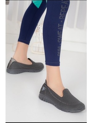Performance Perormance 03 Kadın Günlük Keten Comfort Ayakkabı Füme