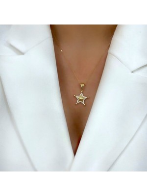 By Burak Gold 2 Boyutlu Yıldız Kolye Ucu 14 Ayar Altın
